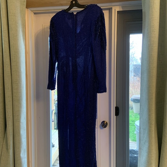 Beautiful Vintage Navy Blue sequins and beaded gown - Picture 4 of 4